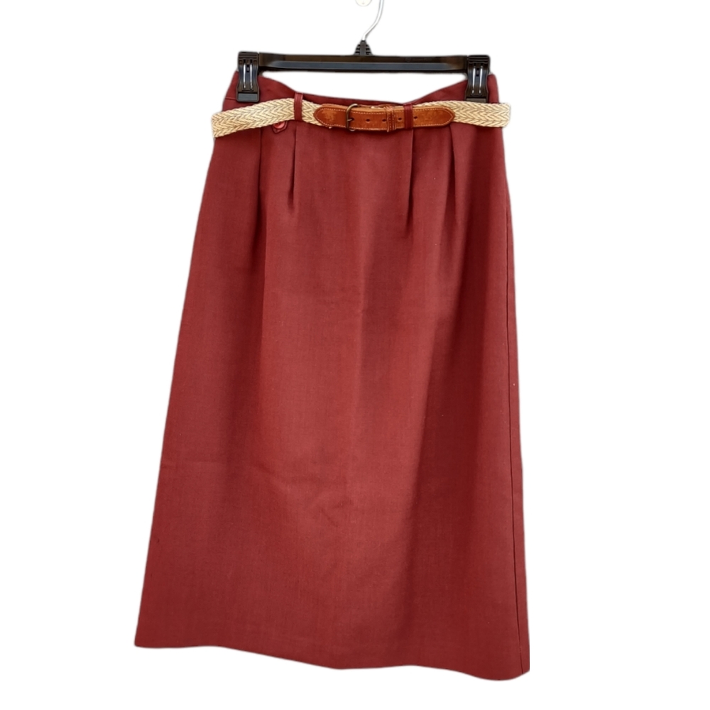 Vintage Isaac Hazan Union Made Pleated Midi Skirt with Belt